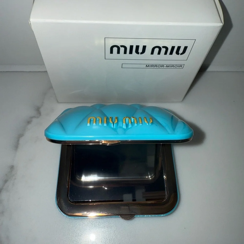 New Miu Miu Blue Quilted Mirror - Picture 3 of 9